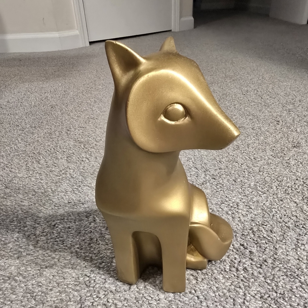 Gold Fox Resin Statue Angular Geometric Abstract Modern - Picture 3 of 8